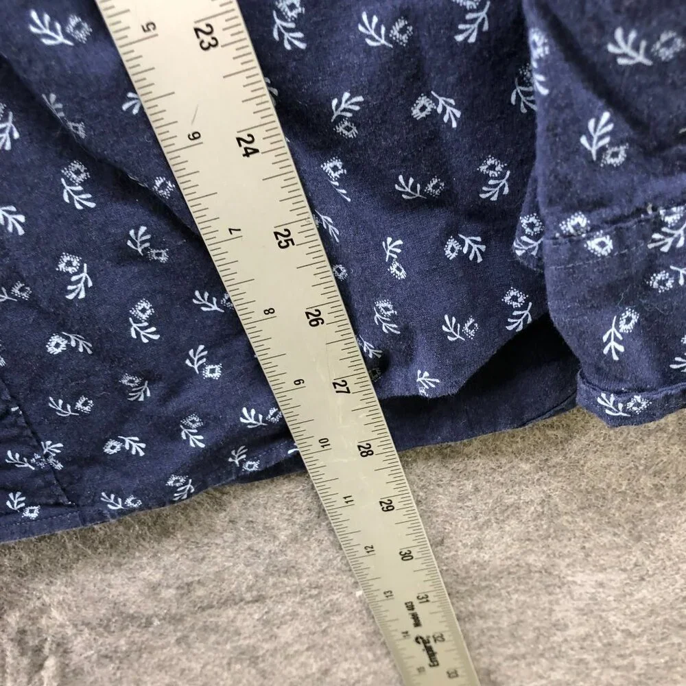 J.‎ Crew Long Sleeve Button Down Shirt Mens M Slim Navy Blue Floral Print Secret